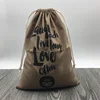 Dark Brown Cotton Drawstring Pouch For Gift