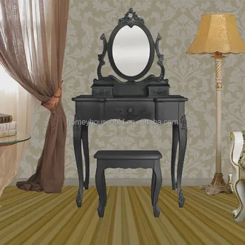 Cheap Colonial Teak Wood Bedroom Furniture Black Dresser Dressing