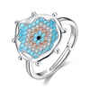 JewelryPalace Black Spinel Blue Nano Simulated Turquoise Champagne Water Splash Vortex Cocktail Ring 925 Sterling Silver