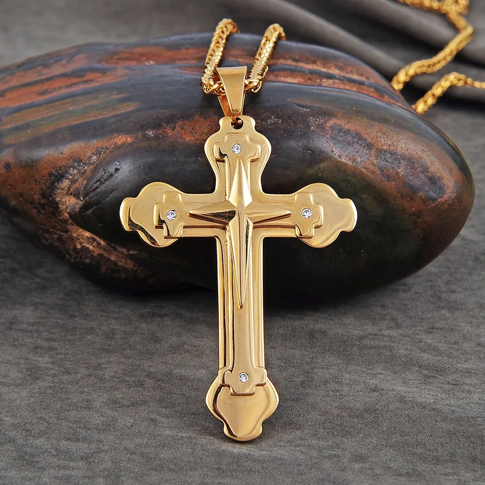 Popular Mexican Cross Necklace Religious Dubai Gold Chain Rosary