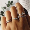 Fashion simple bohemian ladies finder rings water drop love heart set diamond knuckle rings set