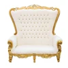 Promotional royal event fabric gold carved south america wedding sofa