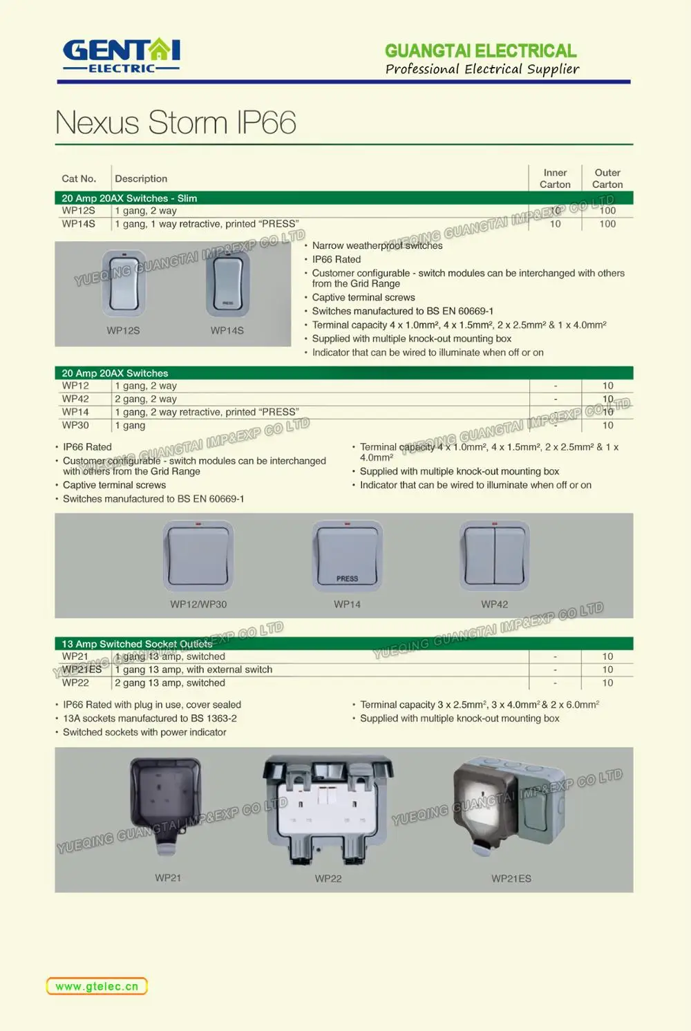 Bg Type Ip66 13a High Quality Weatherproof Junction Box 2gang 1gang