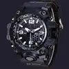 High quality two 2 double time plastic case water resistant outdoor digital analog watch
