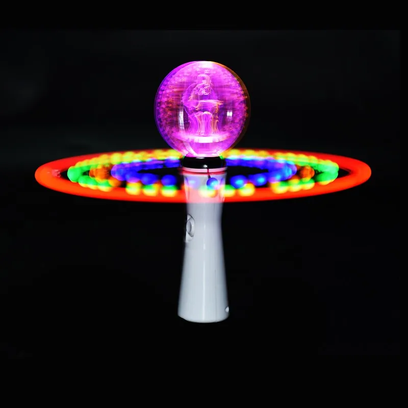 Christmas Led Light Up Hand Shaking Spinner Wand Rattle Drum Xmas Kids