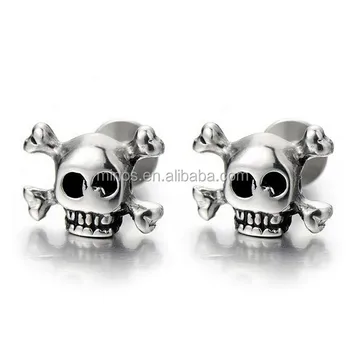 Stainless Steel Pirate Skull Stud Earrings For Men Boys Women Gothic Stainless Steel Pirate Skull Stud Earrings For Men Boys Women Gothic Punk Rock