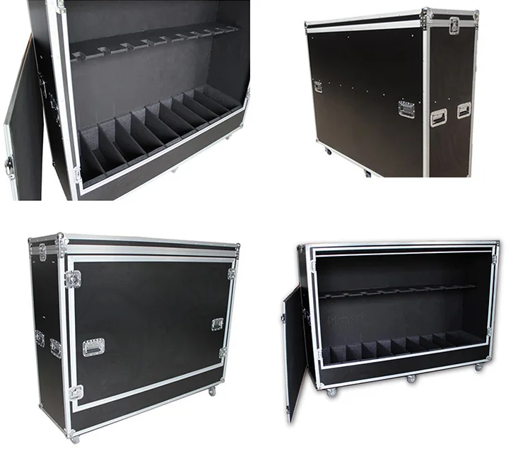 Customized Aluminum Guitar Flight Case For 8 Instruments With Wheels