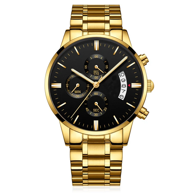 waterproof gold watch