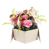 Unique Hexagonal Flower Box/ Hexagon Hat Box/ Flowers Artificial Box With Silk Ribbon For Custom