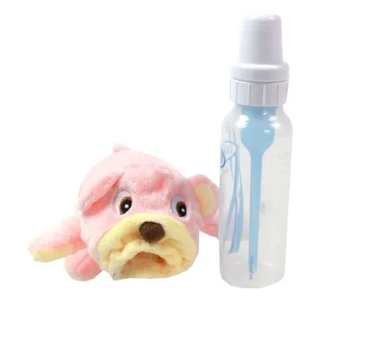 Plush Baby Bottle Cover Holder Toy Teddy Bear Infant Feeding Case Toys