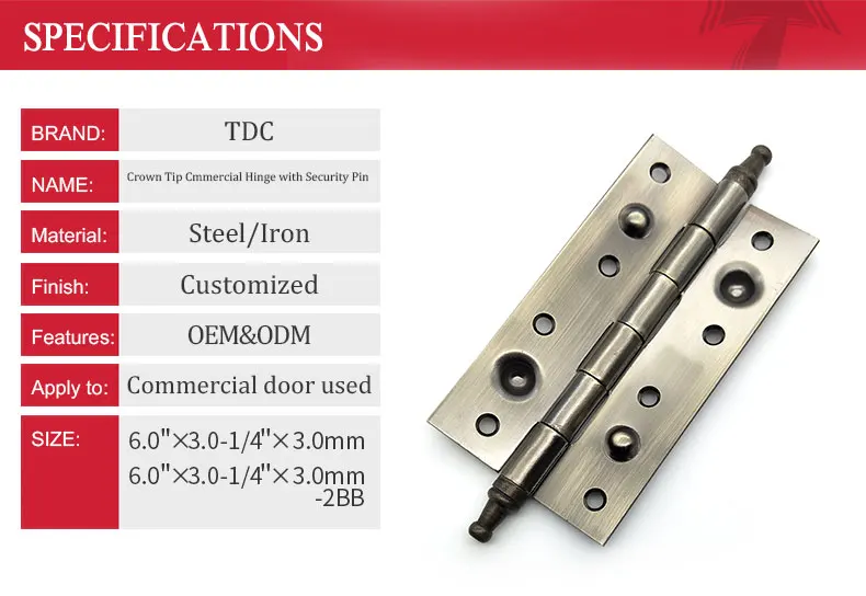 Ch006 Stamping Crown Tip Decorative Commercial Hinge For Spanish Buy Commercial Hinge