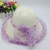 Wholesale cute gril purple lace decoration sun beach hat summer women straw hat material polyester