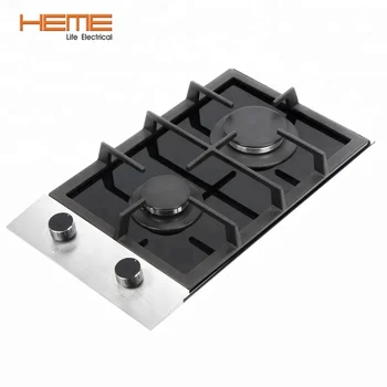 Ce Certification 2 Burner Built In Glass Top Gas Cooktop Slim Cast