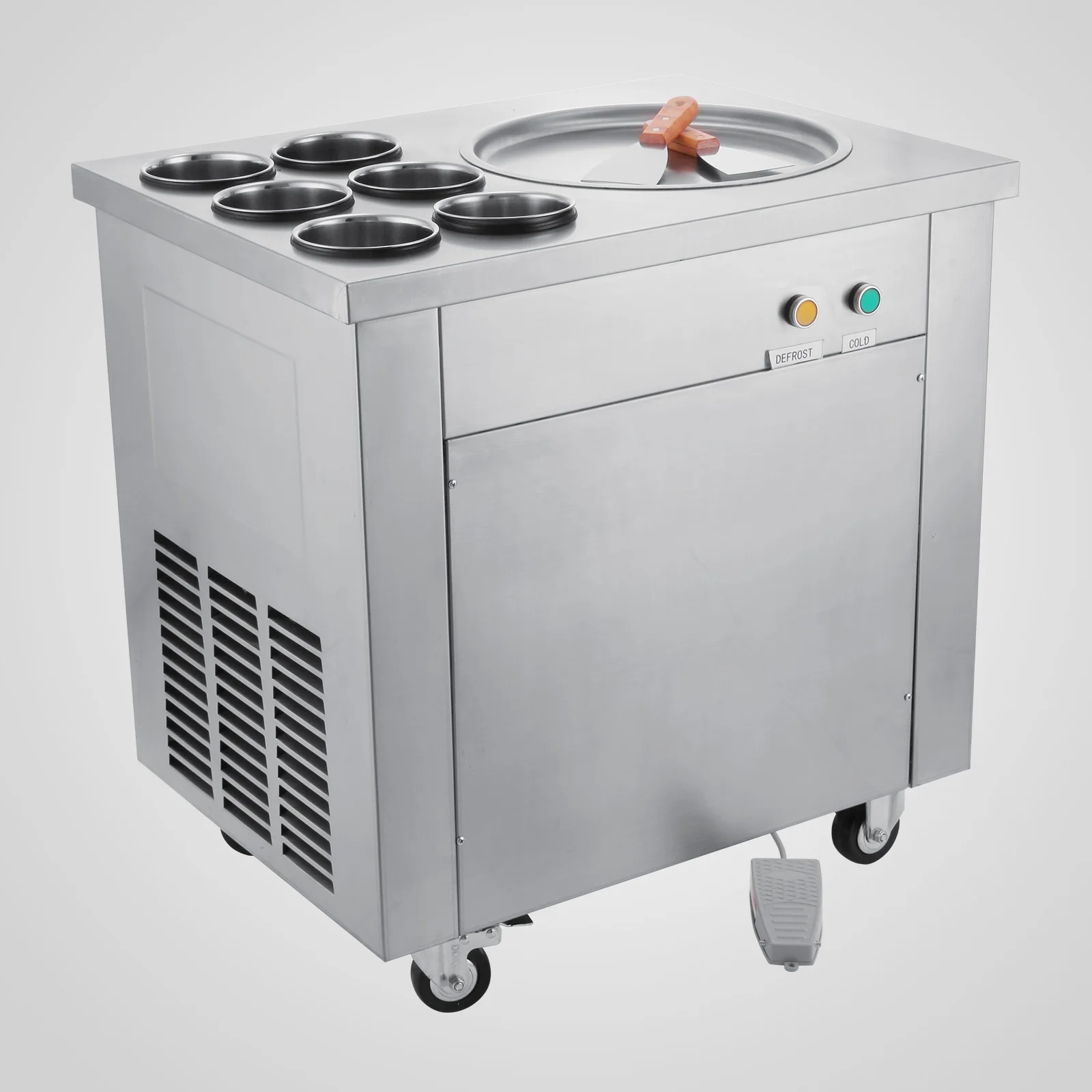 Factory Direct Sales Single Pan Fried Ice Cream Machine 6 Buckets Roll