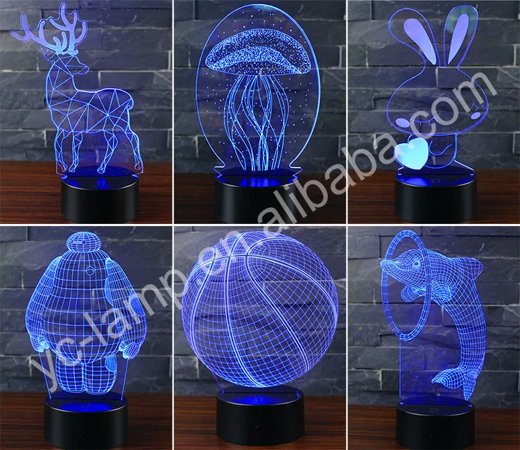 3d Decorative Led Night Light Three Pattern And 7 Color Change Decor