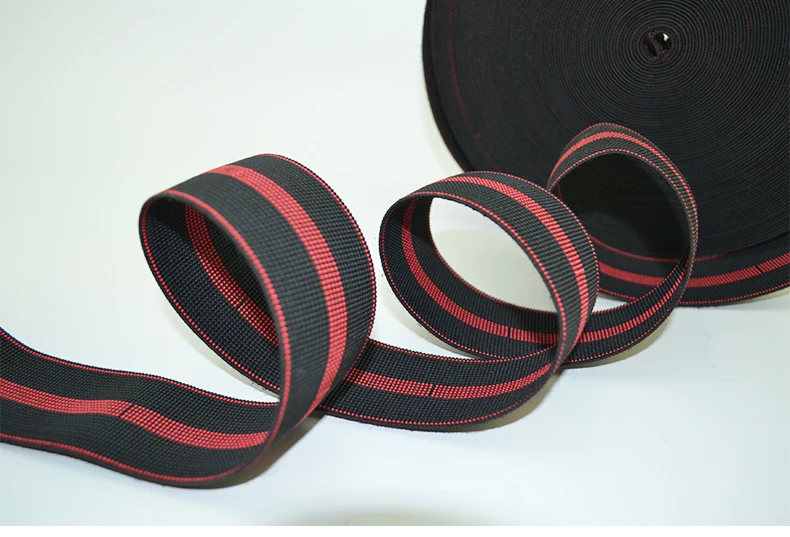 6.9cm Blue Elastic bing &elastic Band&elastic Strap With 3 Red Line