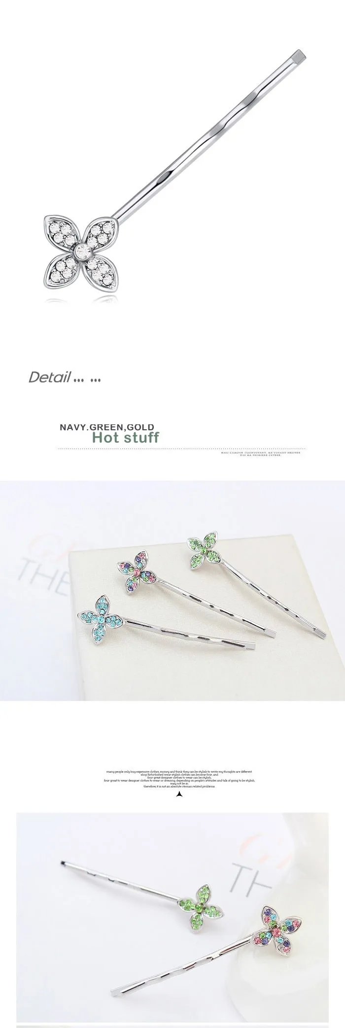 Wholesale Bobby Hairpin Hair Accessories Simple Flower Crystal