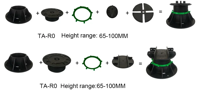 Raised paver support plastic adjustable pedestal