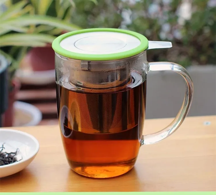 17oz Pyrex Glass Brewing Tea Cup / Tea Infuser Mug / Loose Leaf Flower Tea Maker W/ Strainer