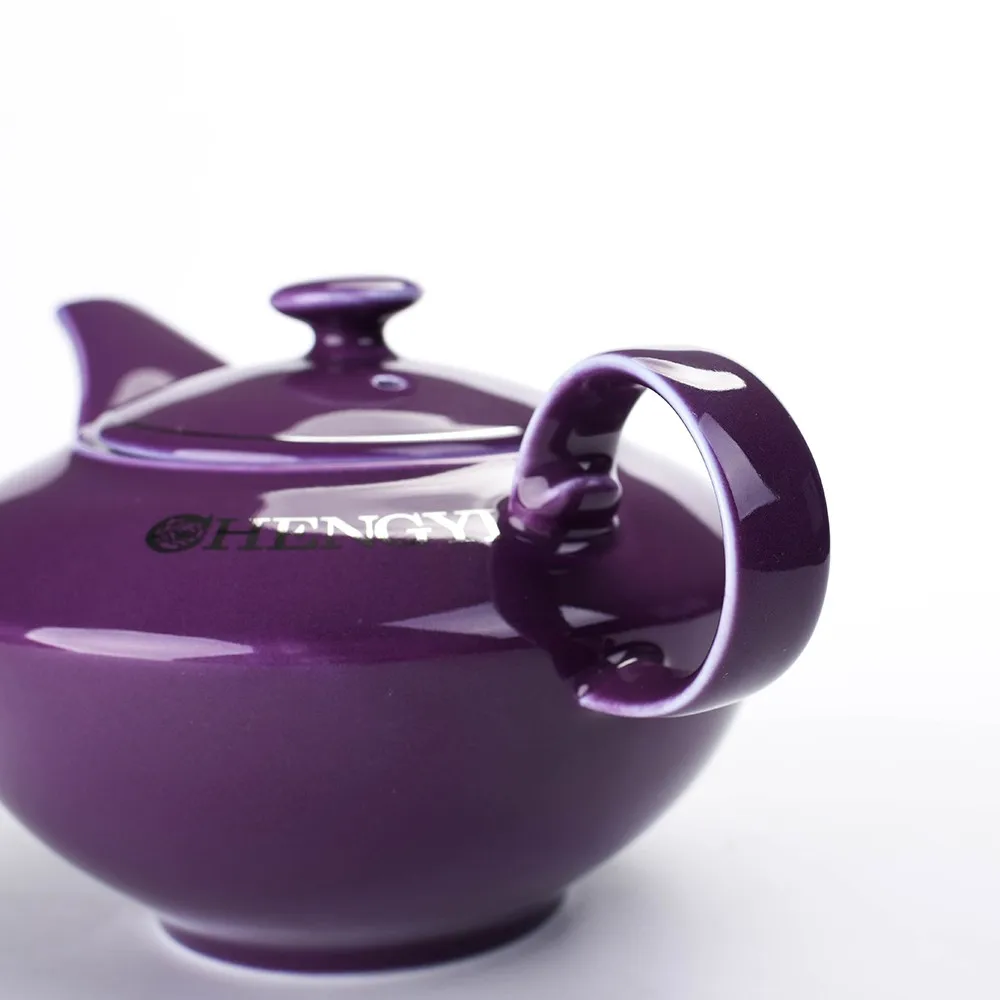 Ready To Ship 450ml Modern Purple Color Glazed Ceramic Teapot With