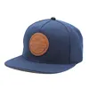 custom 6 panel design your own logo plastic strap high quality flat brim leather patch metal plate snapback hat