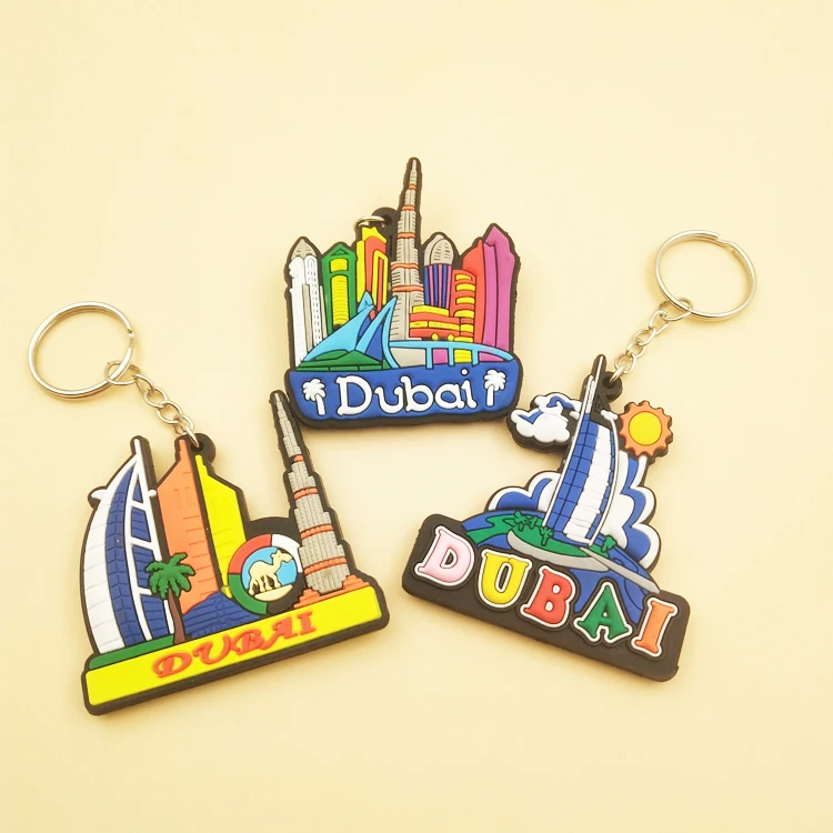 Dubai Popular Designs Tourist Traveler Silicone Keychain,Promotional