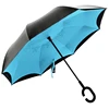 New Creative Anti UV Sun Protection Cheap Interved Reverse Umbrella Metal Canopy Pongee Black Coated Fabric Materials With Logo