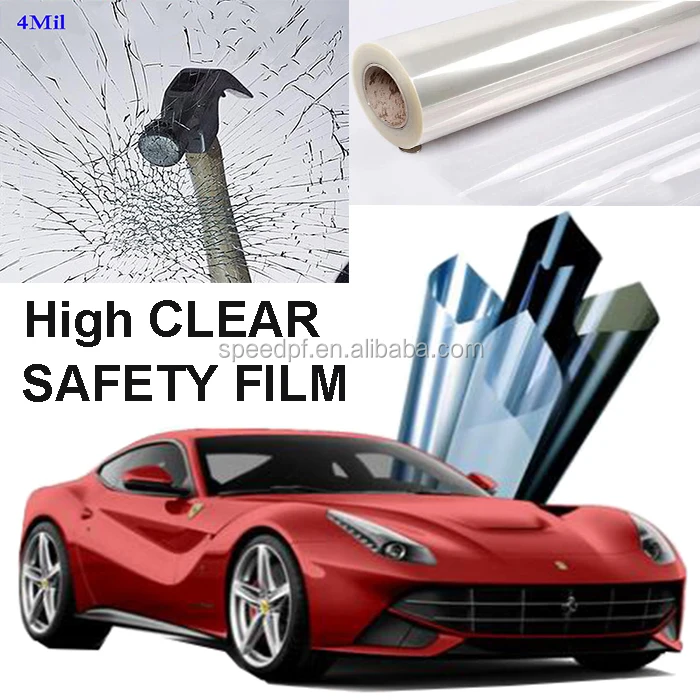 High Clear Bulletproof Antiscratch 2mil 4mil 8mil Window Glass Tinted