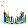 Fancy unique 20ml 30ml 40ml metal shoulder colored glass cosmetic serum essential oil dropper perfume bottles with dropper