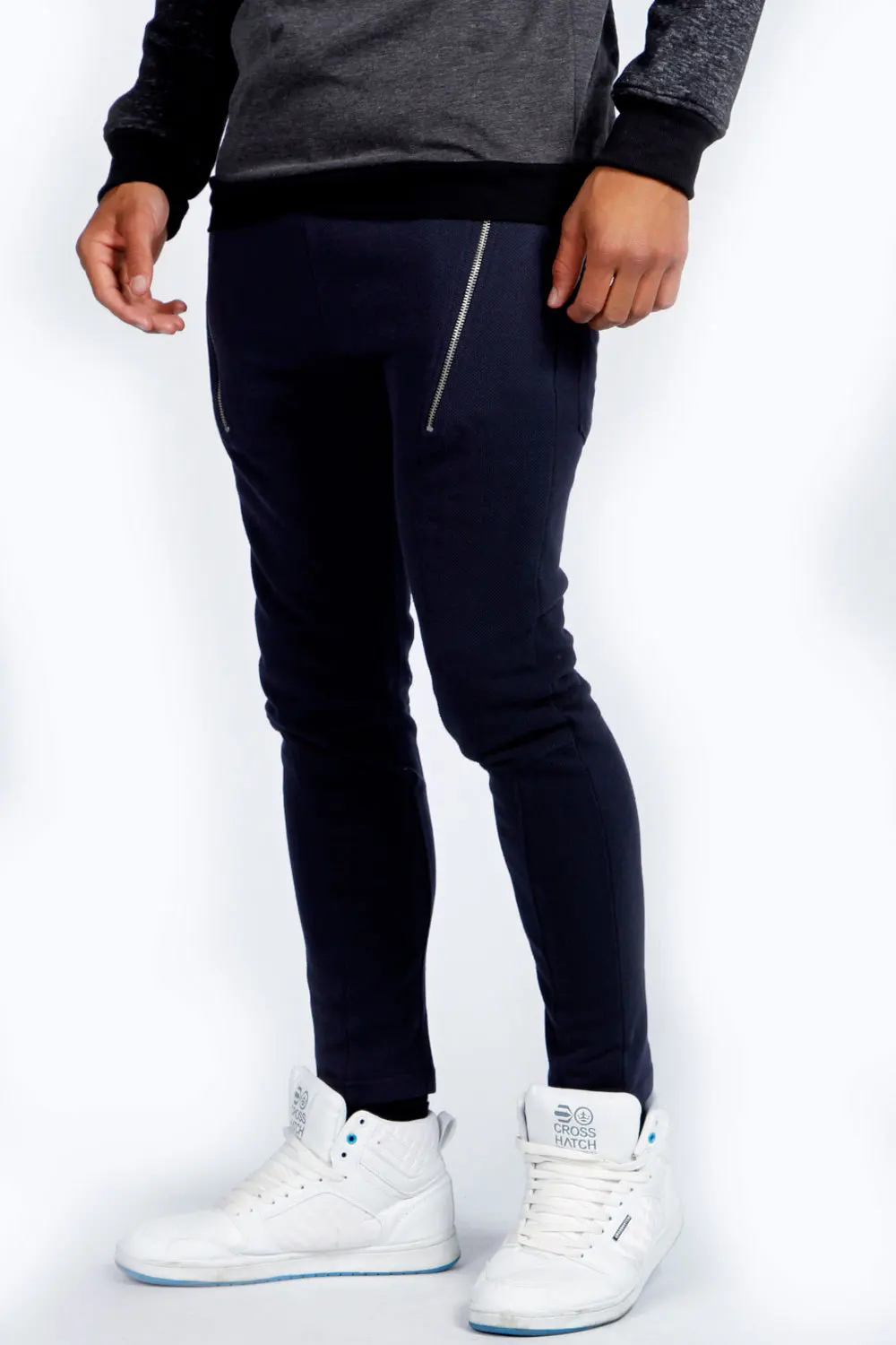 skinny joggers with zip pockets