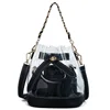 New PVC Clear 2PCS Set Fashion Bag with Leather Cross Body Strap