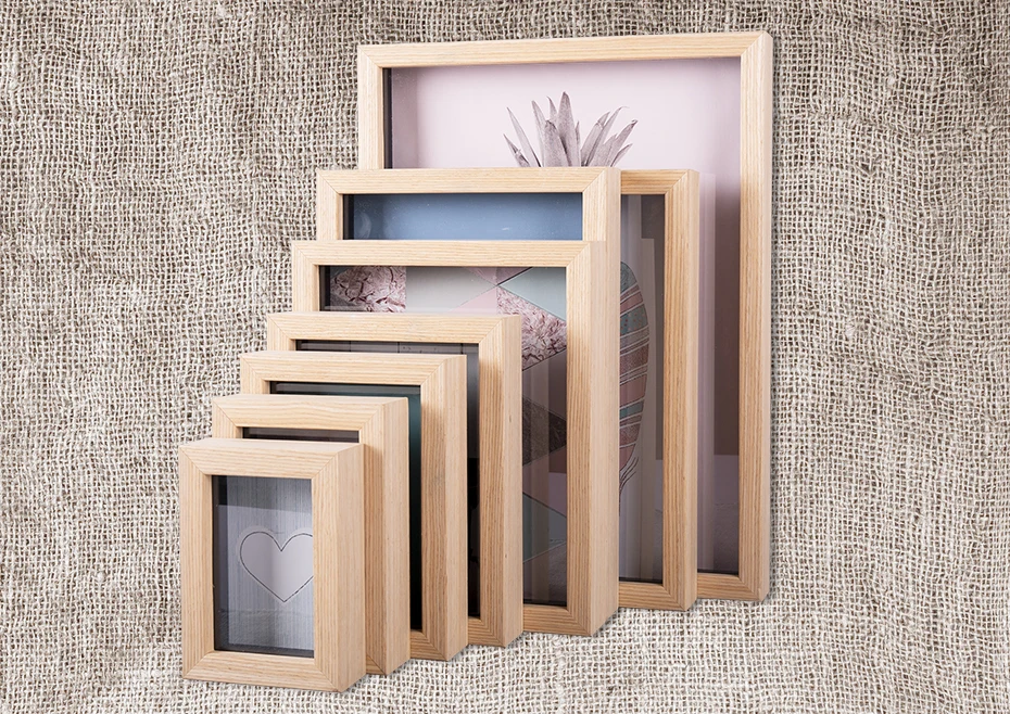 Customized Plain Printed Wood Glass Money Box Piggy Bank 3d Shadow Box