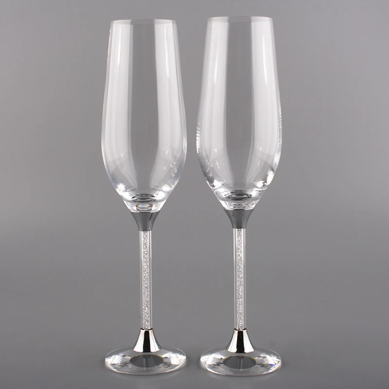 Private Label Hand Made Gold Champagne Flutes Unleaded Cristal Glass