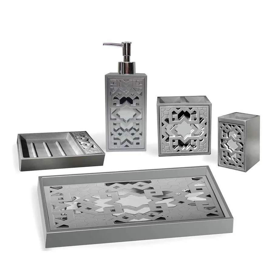 Luxury Home Decor Accessories High End Mirror Glass Bathroom Accessory Set Buy Bathroom Set