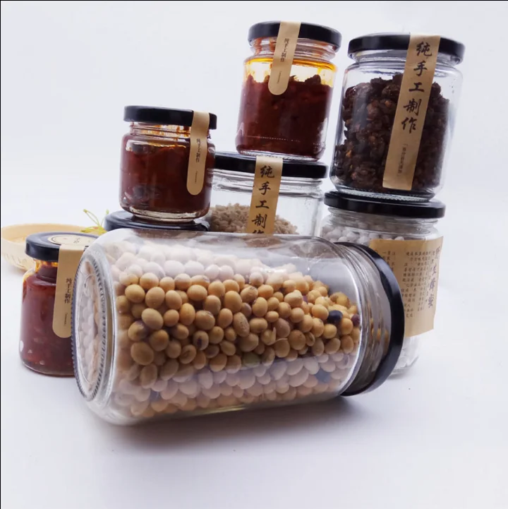 Cheap Airtight Glass Lolly Jar Set Empty Pickles Jars Rounded Screw Top