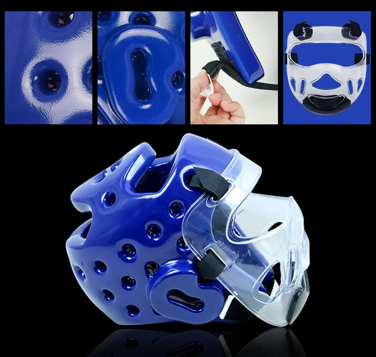 Taekwondo Head Headgear Head Guard Blue Red Taekwondo Helmet With Face