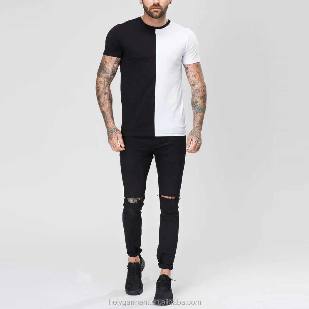 Cheap Wholesale Short Sleeve Crew Neck Half Black Half White Tshirt Buy Cheap Wholesale Tshirts Custom Tshirts Plain Tshirt Product On Alibaba Com