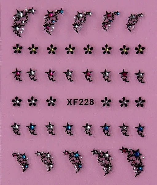 black 3D flower design Water Transfer Nails Art Sticker decals lady women manicure tools Nail Wraps