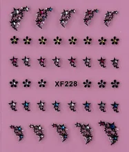 black 3D flower design Water Transfer Nails Art Sticker decals lady women manicure tools Nail Wraps