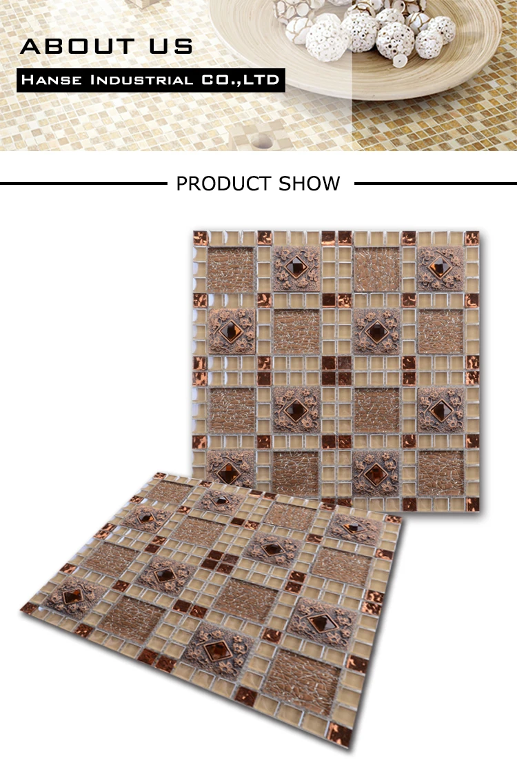 European style erin adams brown backsplash mosaic tile glass