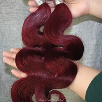 Wholesale Red Human Hair Weave Virgin 99j Color Body Wave