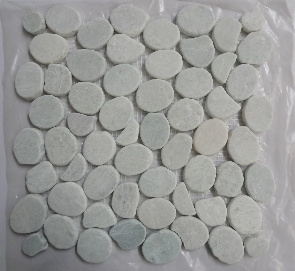 Penny Round Tile Green Matte Porcelain Mosaic for Bathroom Floors