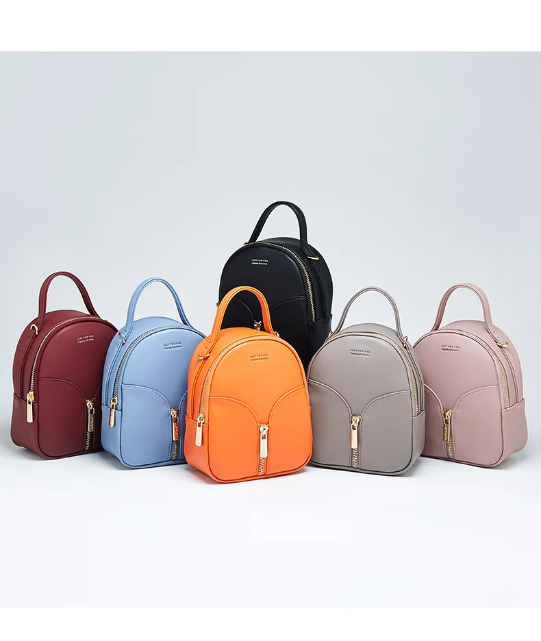 Custom Pu Leather Mini Backpack Straps Shoulders Bag Zipper Travel Mini