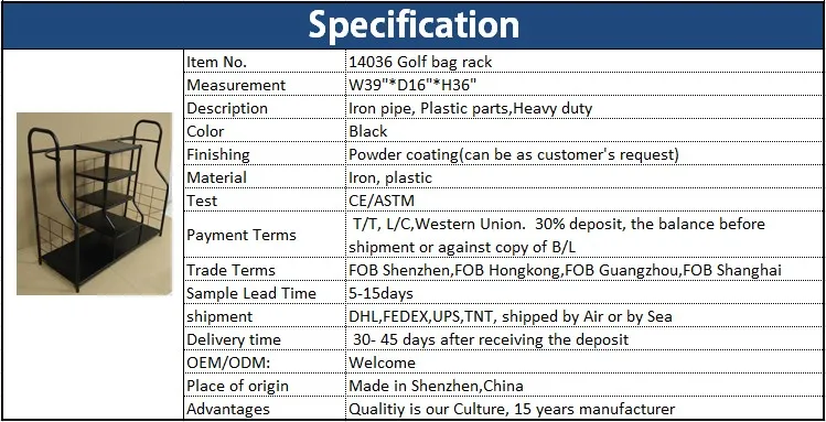 14036 golf bag rack