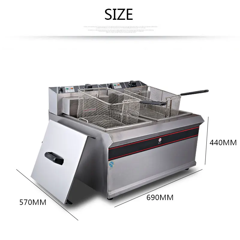 Double Tanks Deepfried Machine Table Top Electric Fryer Automatic Deep
