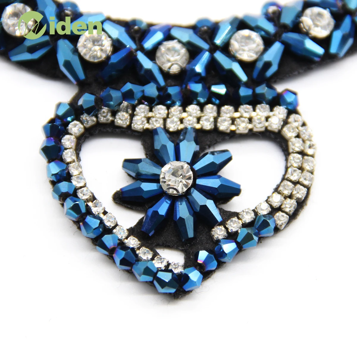 Heart Design Rhinestone Embroidered Beads Collar Neckline Lace Trimming