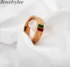 Stylish cross-checked Korean G titanium steel rose gold rings for couples