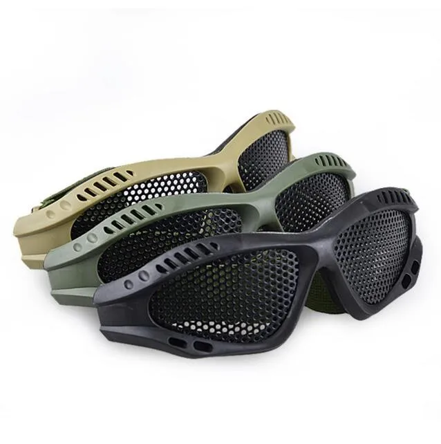 New Tactical Outdoor Steel Mesh Eyes Protective Goggles Glasses Eyewear