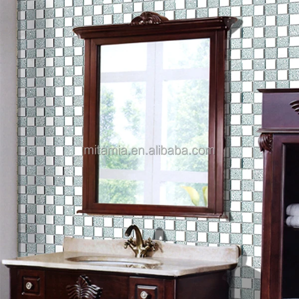 Precio De Ganga,Espejo Plateado,Mosaico,Azulejos De Pared De Vidrio