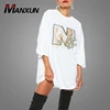Custom White Oversize Graphic T Shirt Dresses 100% Dance Cotton Longline Tshirt Dress